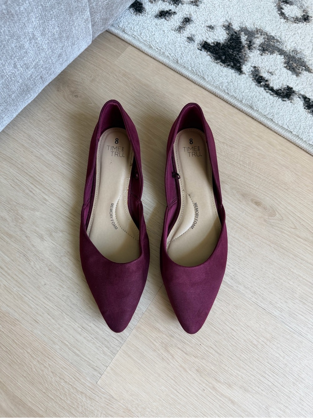 Time and Tru Women's Wine Pointed-Toe Flats